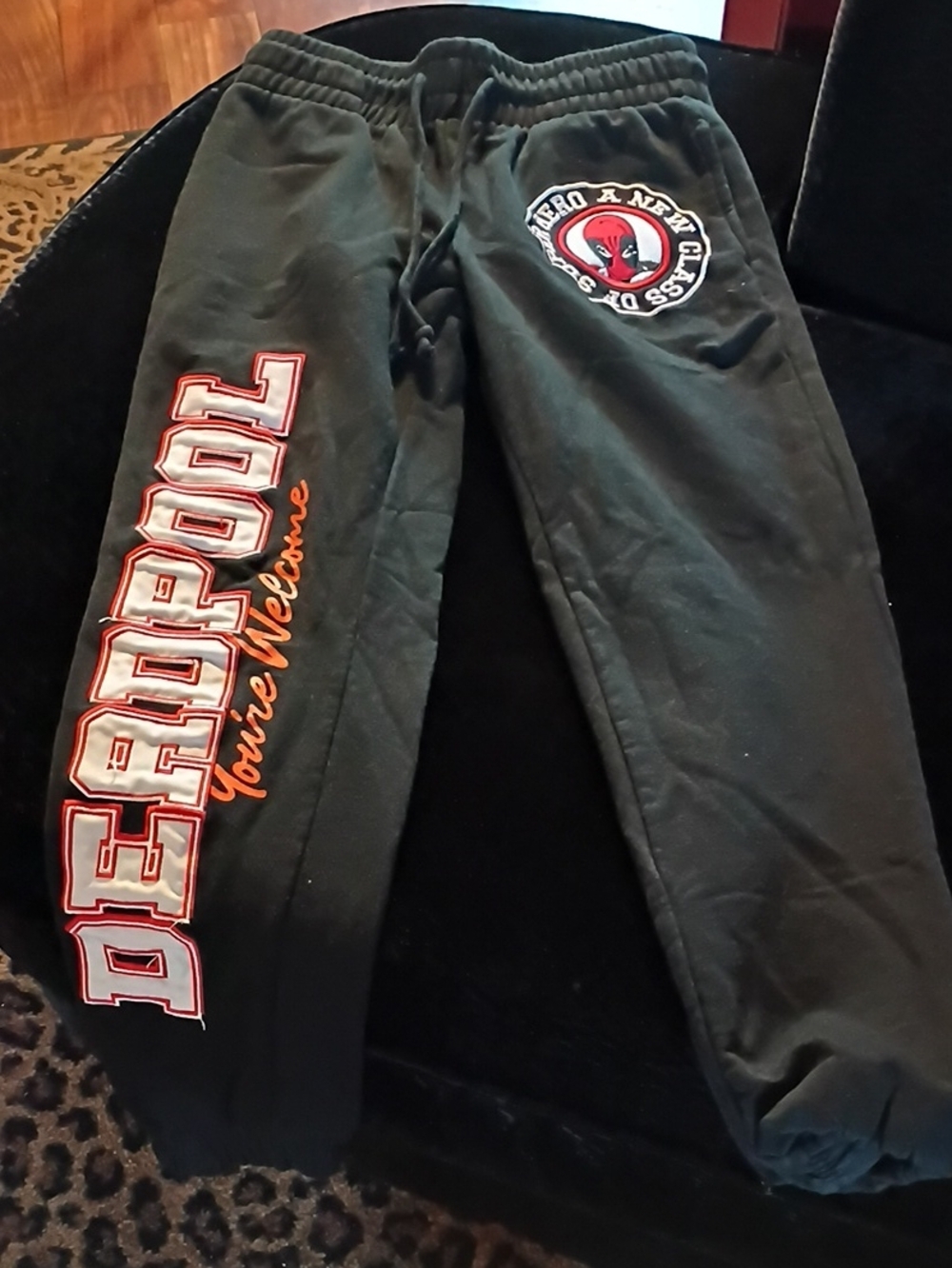 Marvel Black Deadpool Graphic Joggers with Red Accents